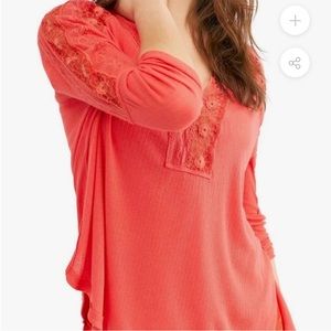 Free People Red Long Sleeve Tee